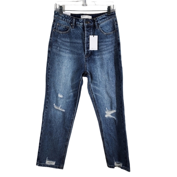 TNR HIGH RISE CROP MOM JEANS - Picture 1 of 6